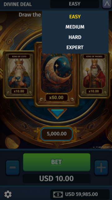 Pilihan level kesulitan Divine Deal